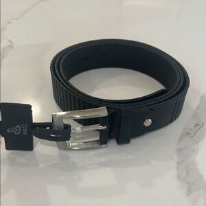 Black Textured Belt with Silver Buckle